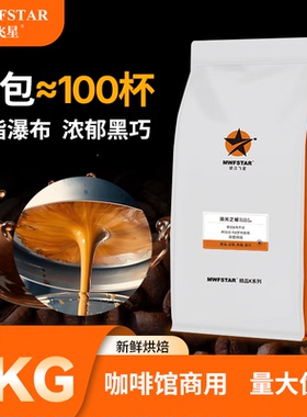 银汉飞星 流光之城意式特浓拼配咖啡豆深烘厚油脂拿铁美式商用1kg