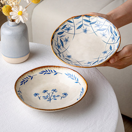 芦苇〖巨好看的盘子〗7英寸不规则陶瓷深盘菜盘沙拉盘创意早餐盘
