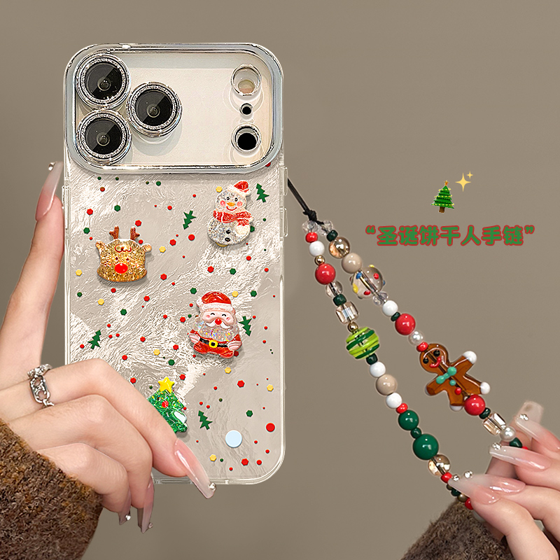 适用苹果17冰川纹圣诞公仔手机壳