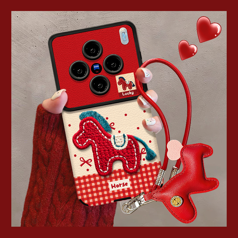 适用于x200大视窗刺绣小马手机壳