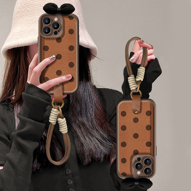 苹果16天眼羊皮满屏波点手机壳