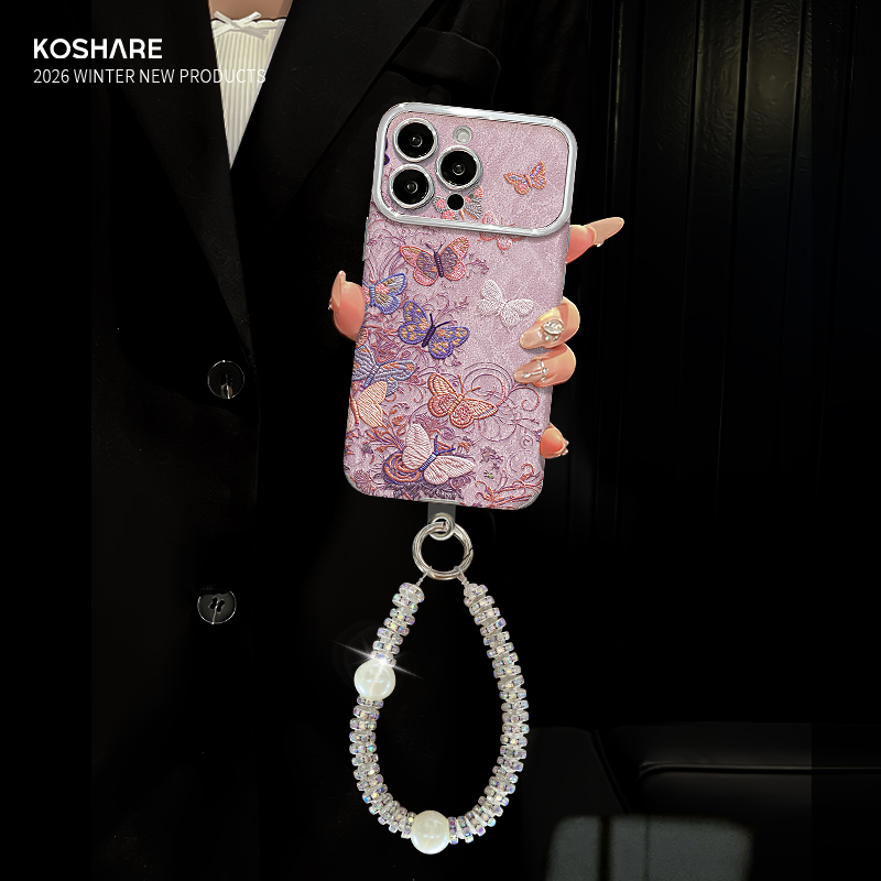 适用reno14大视窗刺绣蝴蝶手机壳