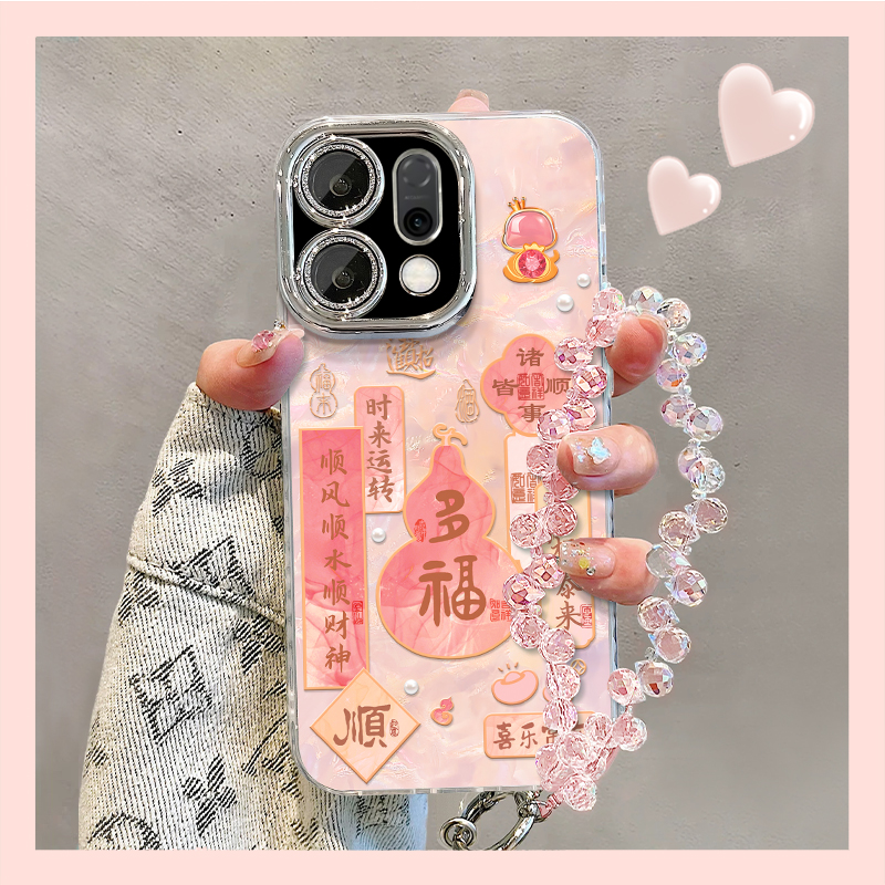 适用reno14贝壳纹多福葫芦手机壳