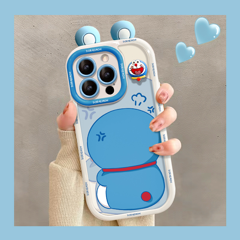 适用苹果16promax手机壳新女款13pro可爱哆啦iPhone15/14plus草莓熊公仔11奶油壳12防摔xr高级感xs硅胶8/7p套