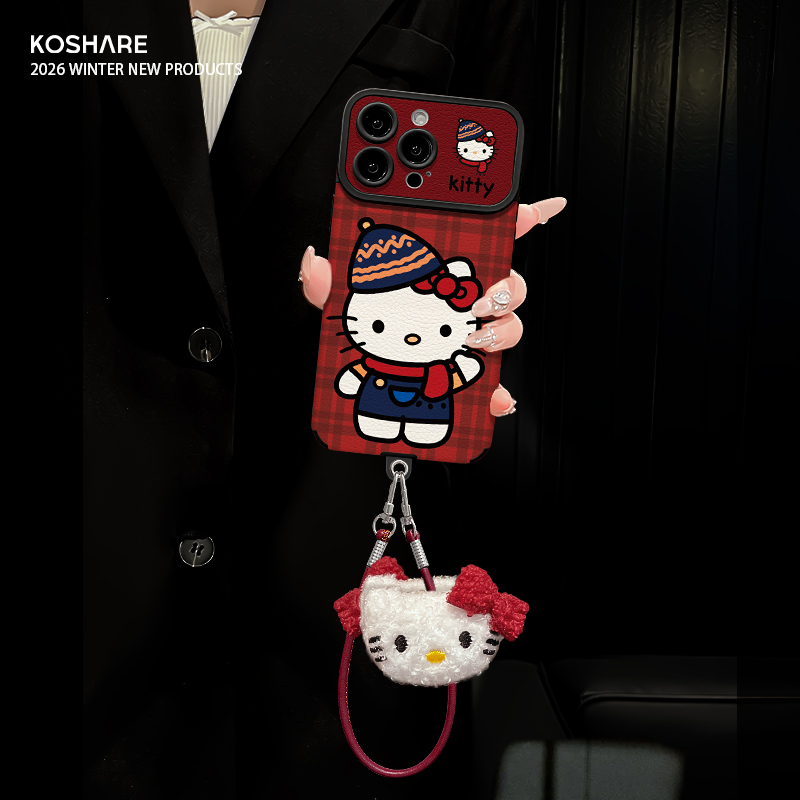 适用苹果17大视窗可爱猫咪手机壳