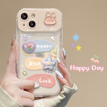 适用苹果16pro手机壳小众iPhone13/14promax新女款15plus卡通兔子11/12pro翻盖镜子7plus防摔8p透明xr/xs软套