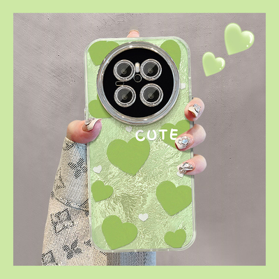 适用mate70冰川纹油画爱心手机壳