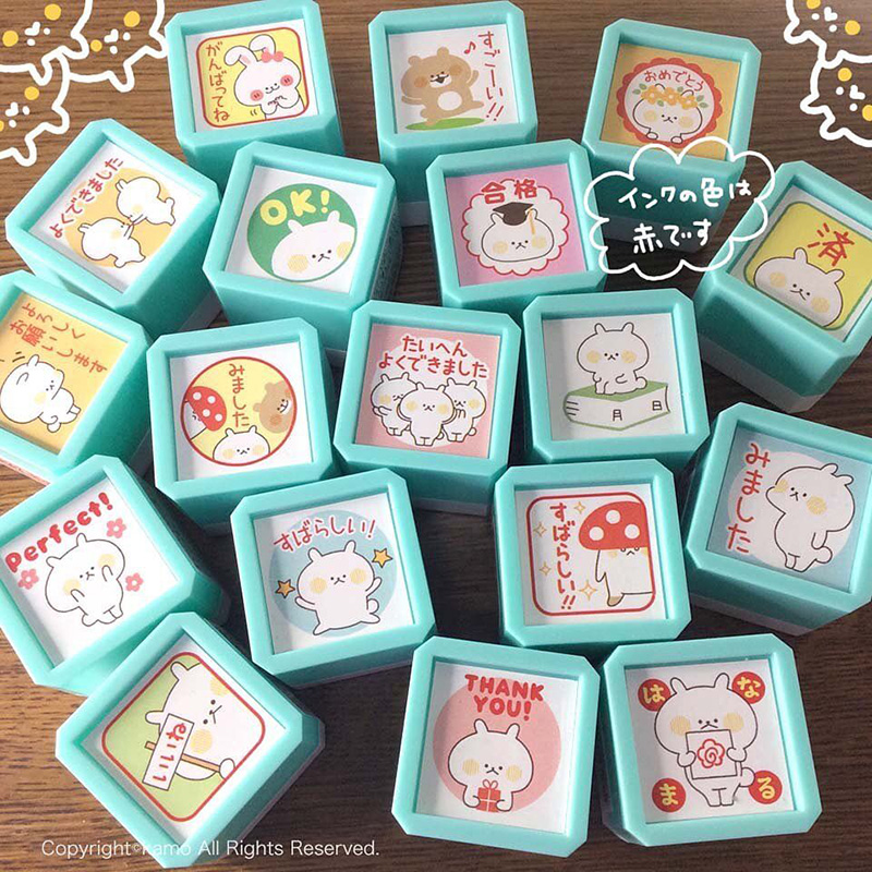 日本可爱兔子菇手帐红色教师印章