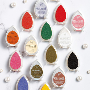 BRILLIANCE 珠光橡皮章水滴纸用印泥 月猫印台 日本Tsukineko
