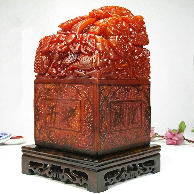 玉玺摆件大号印章寿山石仿古九龙玉玺礼品书姓名风水石18厘米