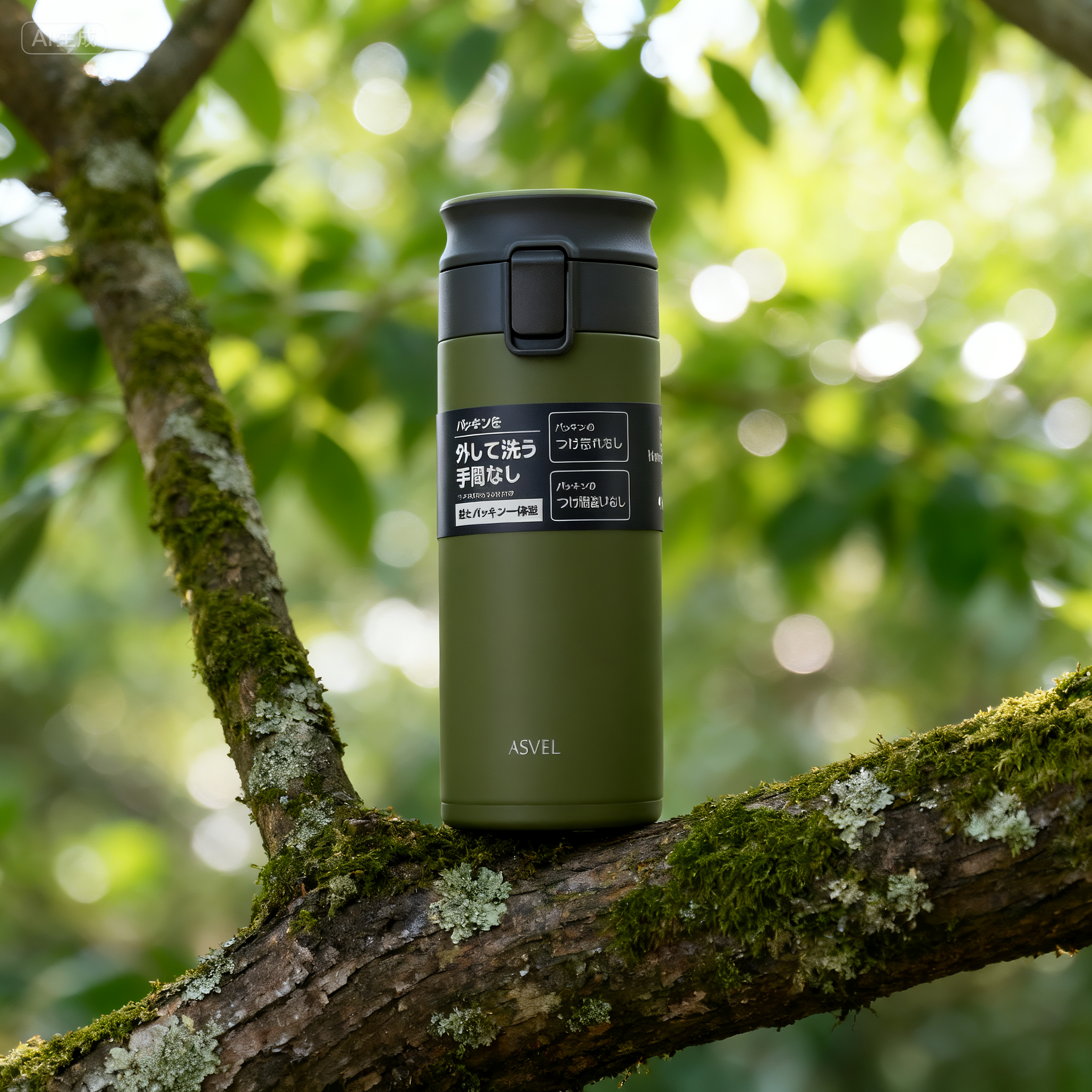 asvel弹扣不锈钢直身露营保温杯