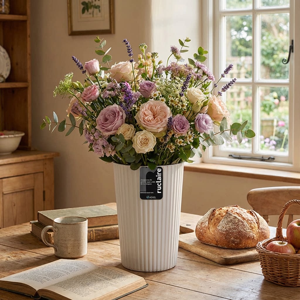ASVEL 日本进口醒花桶家用鲜花桶法式高腰插花桶塑料客厅装饰摆件