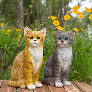 户外花园庭院装 饰摆件仿真小猫园艺布置阳台动物雕塑树脂