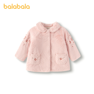 【minkmui联名商场同款】巴拉巴拉童装女童外套仿兔毛冬装2025新