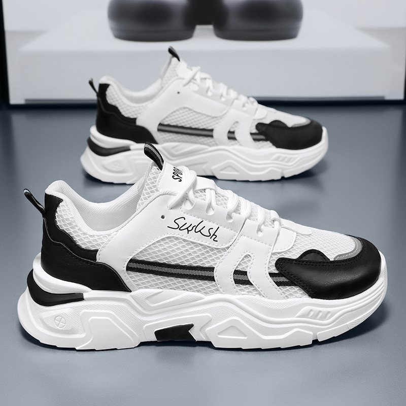 秋季男鞋新款透气网面鞋子男士运动鞋潮流百搭内增高休闲老爹潮鞋