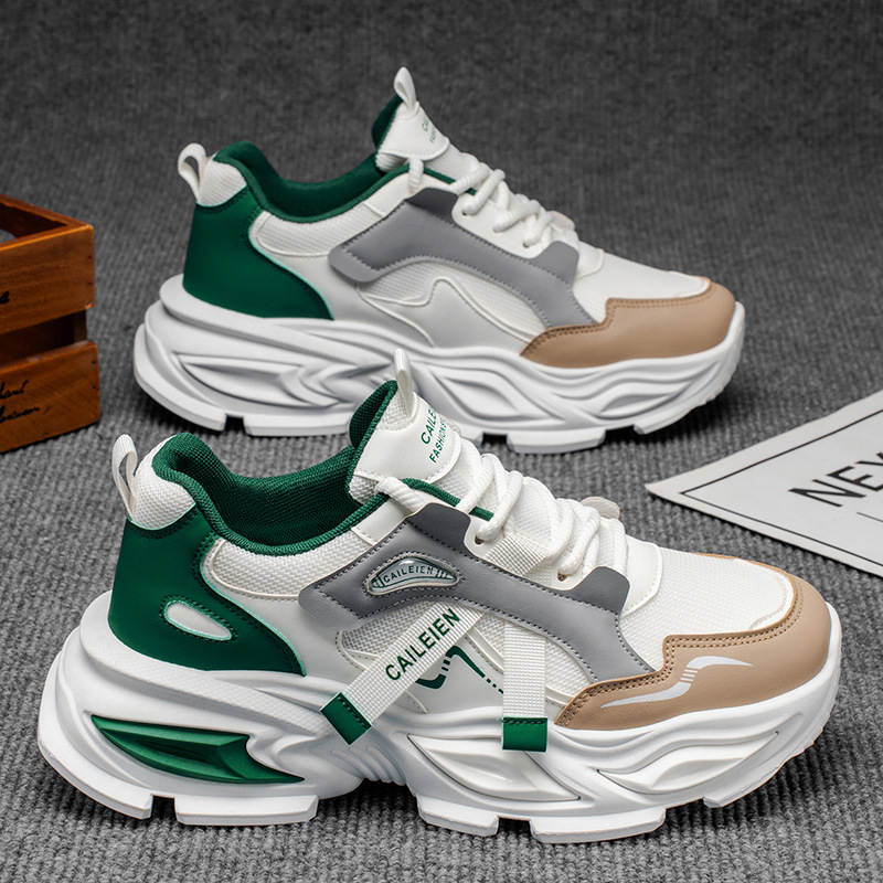 秋季男鞋新款透气网面运动鞋子男潮流百搭厚底增高休闲老爹鞋潮鞋