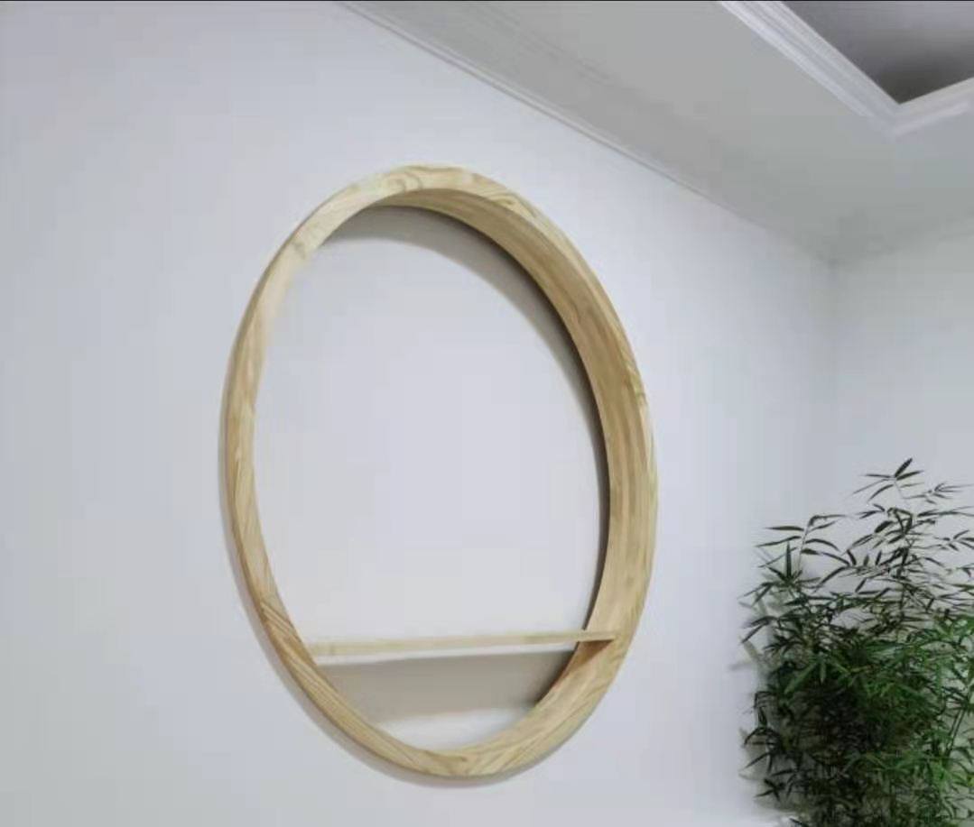 圆形实木框架装饰框新中式线条包边窗户套框垭口隔断屏风木制包邮