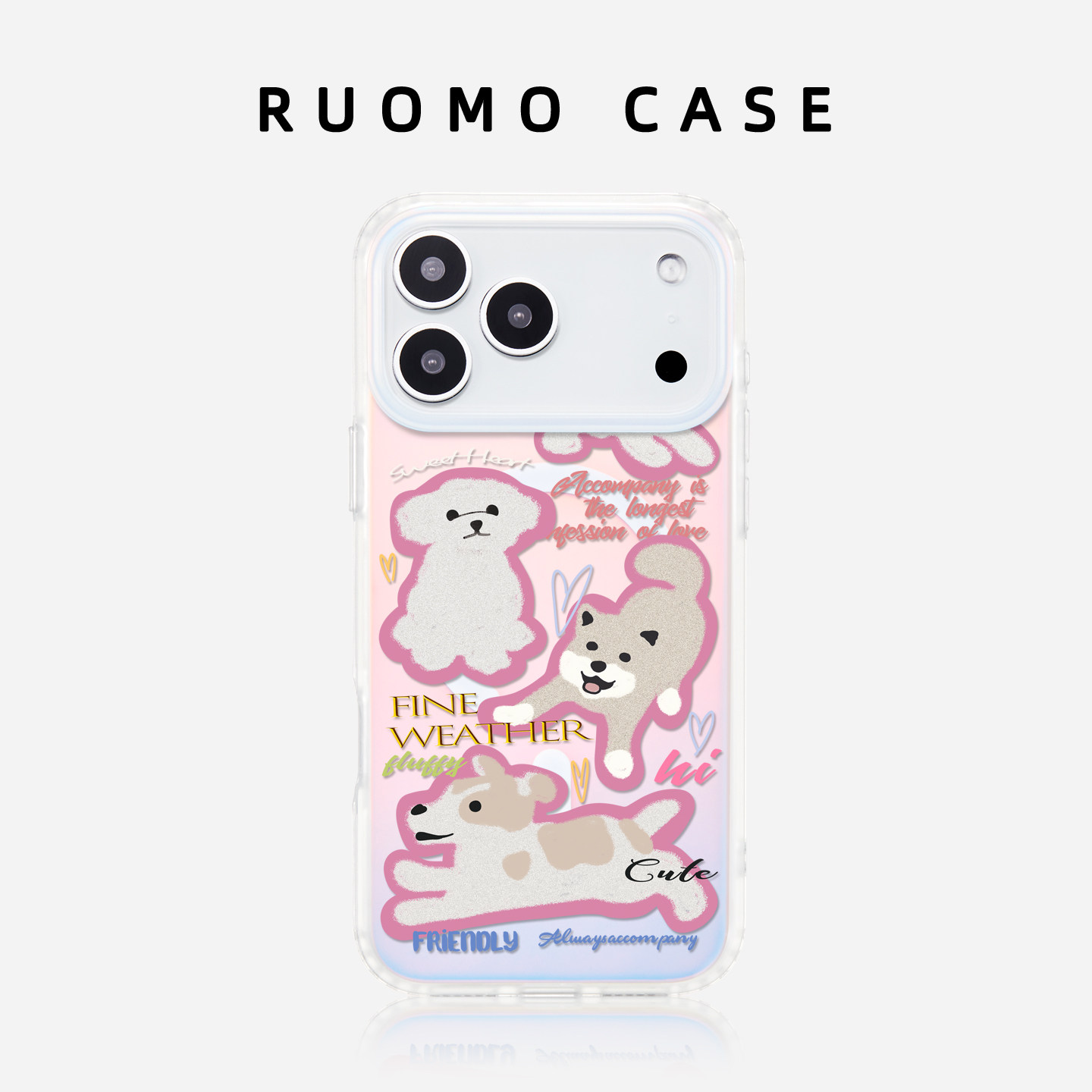 若墨适用苹果17promax手机壳iphone16pro新款女15高级感夏天14磁吸炫彩镭射13卡通可爱小狗小众原创12防摔