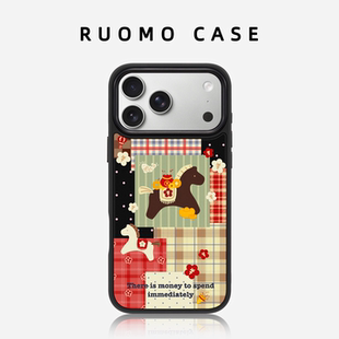 若墨适用苹果17promax手机壳iphone16Pro新款女15磨砂高级感磁吸小众创意时尚14马年本命年新年2026外壳