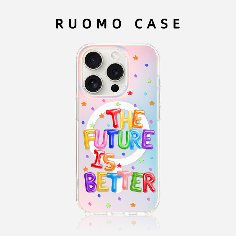 创意彩色字母适用苹果磁吸手机壳