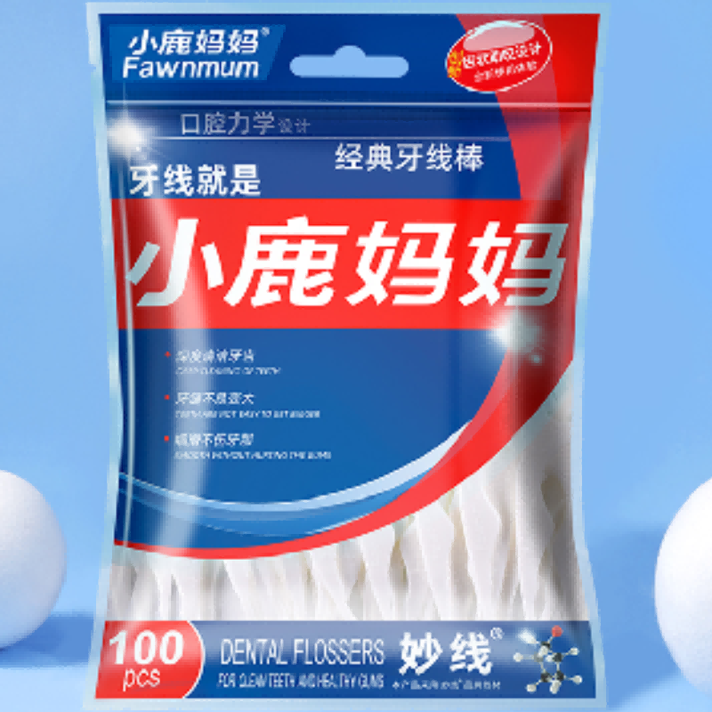 小鹿妈妈牙线棒100支*2袋-TK
