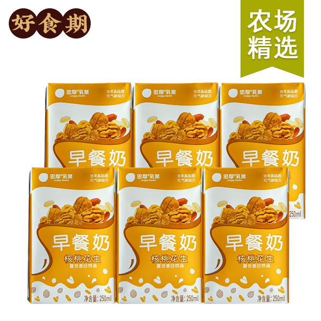 忠厚核桃花生早餐奶250ml*6盒