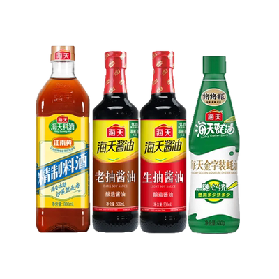 海天 生抽酱油 500ml*2瓶组合黄豆酿造家用调味料蚝油料酒