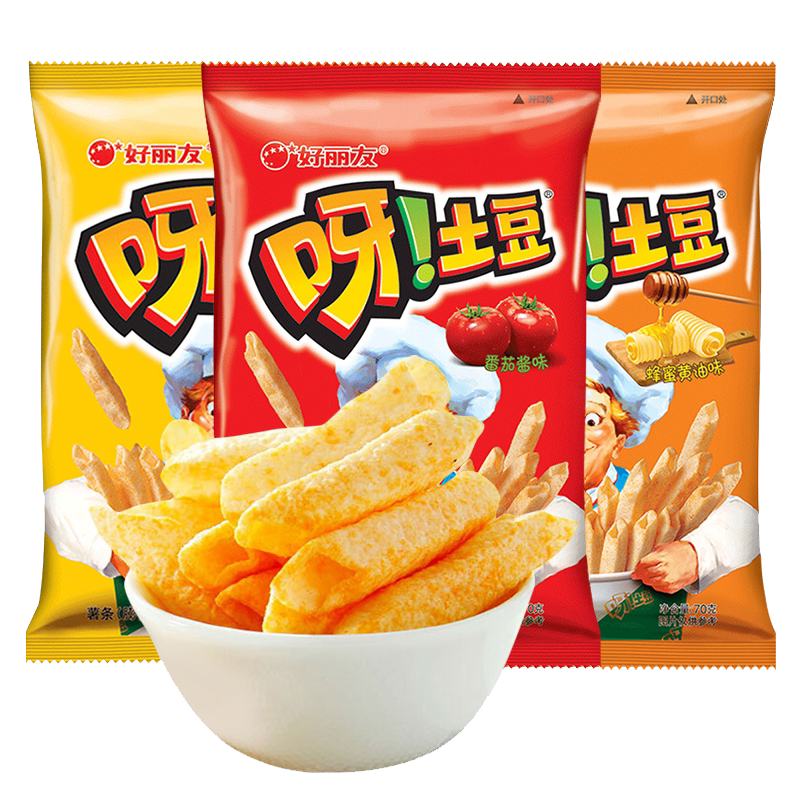 好丽友呀土豆薯条70g*3袋混合口味休闲零食 t