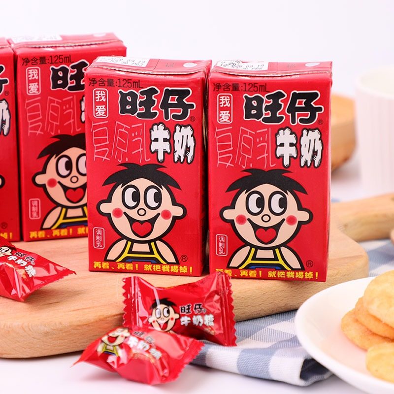 旺仔牛奶经典怀旧乳品 旺仔复原乳125m*8盒-y