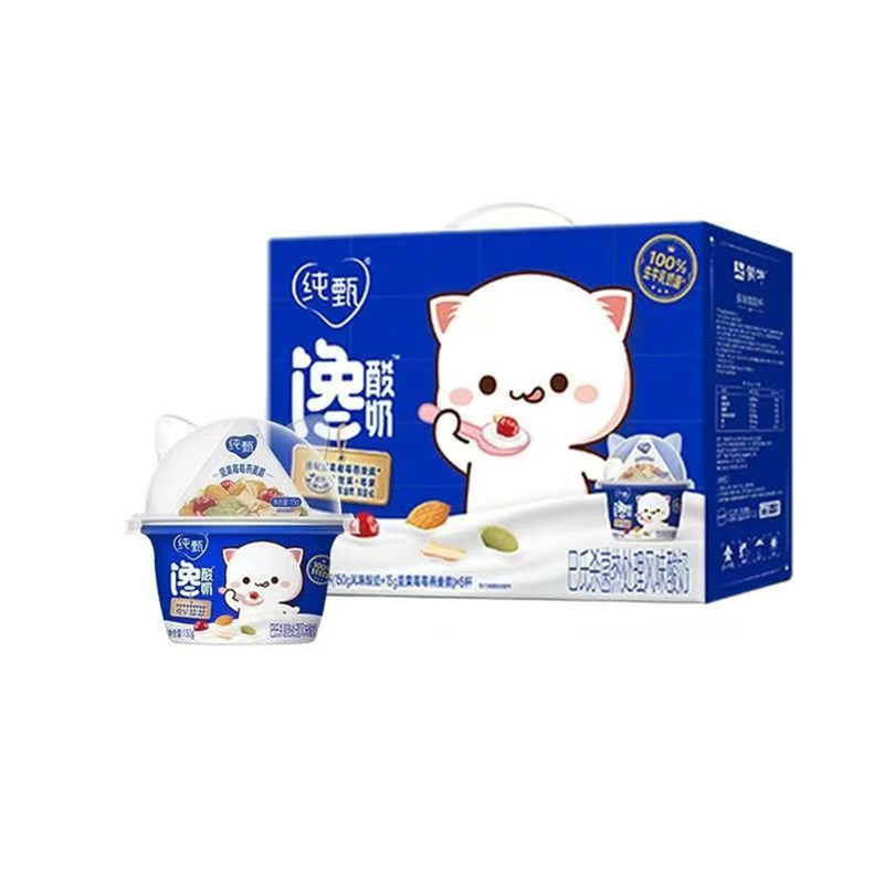 10月产 蒙牛纯甄馋酸奶混合优脆乳扁桃仁酸奶 165g*6杯【kl】