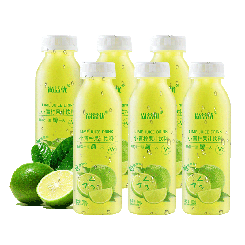 尚益优小青柠果汁300ml*6瓶青柠味新品鲜柠檬果汁饮料