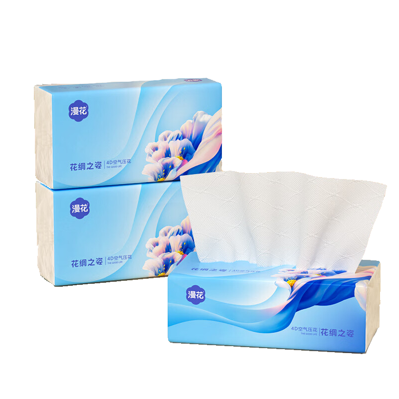 【天猫U先】漫花花绸4层软抽 60抽*3包