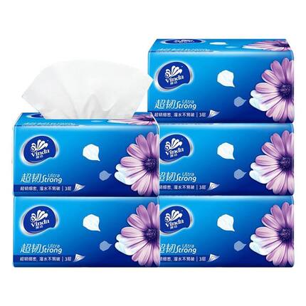 维达超韧系列学生家用实惠装可擦手卫生抽纸100抽*5包【88VIP】