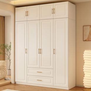 包安装实木衣柜卧室家用简易出租房奶油风2026新款爆款儿童大衣橱