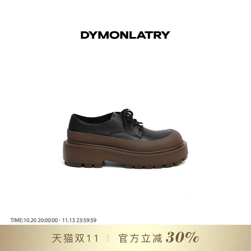 DYMONLATRY 设计师撞色系带德比鞋 极简圆头鞋子女