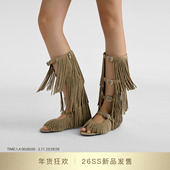 DYMONLATRY 2026SS新款 多条带流苏凉靴设计感靴子女