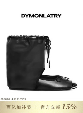 DYMONLATRY 2025新款女士短靴方头金属蝴蝶结镂空女靴