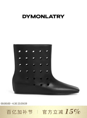 DYMONLATRY 2025新品女士短靴 洞洞装饰宽筒短筒靴