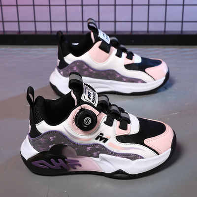 女童鞋春秋季2025新款春鞋儿童运动鞋旋纽女孩中大童篮球鞋防水潮