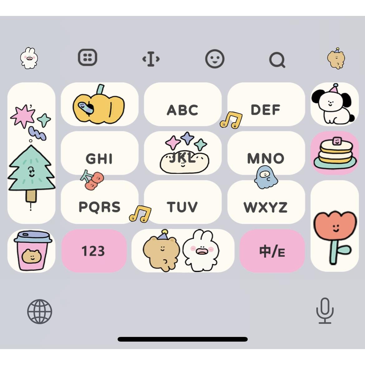 童趣熊兔/ios苹果安卓百度输入法键盘皮肤美化可爱素材白肚皮