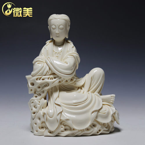 微美9寸仿古静思德化白瓷观音像