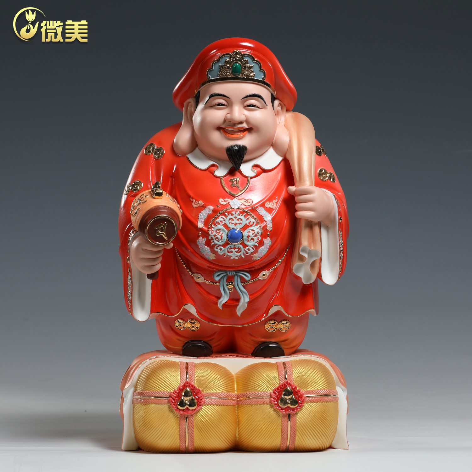 微美陶瓷大黑天神像摆件