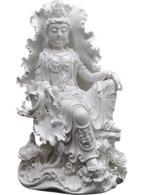 慈祥禅意风观世音菩萨陶瓷佛像