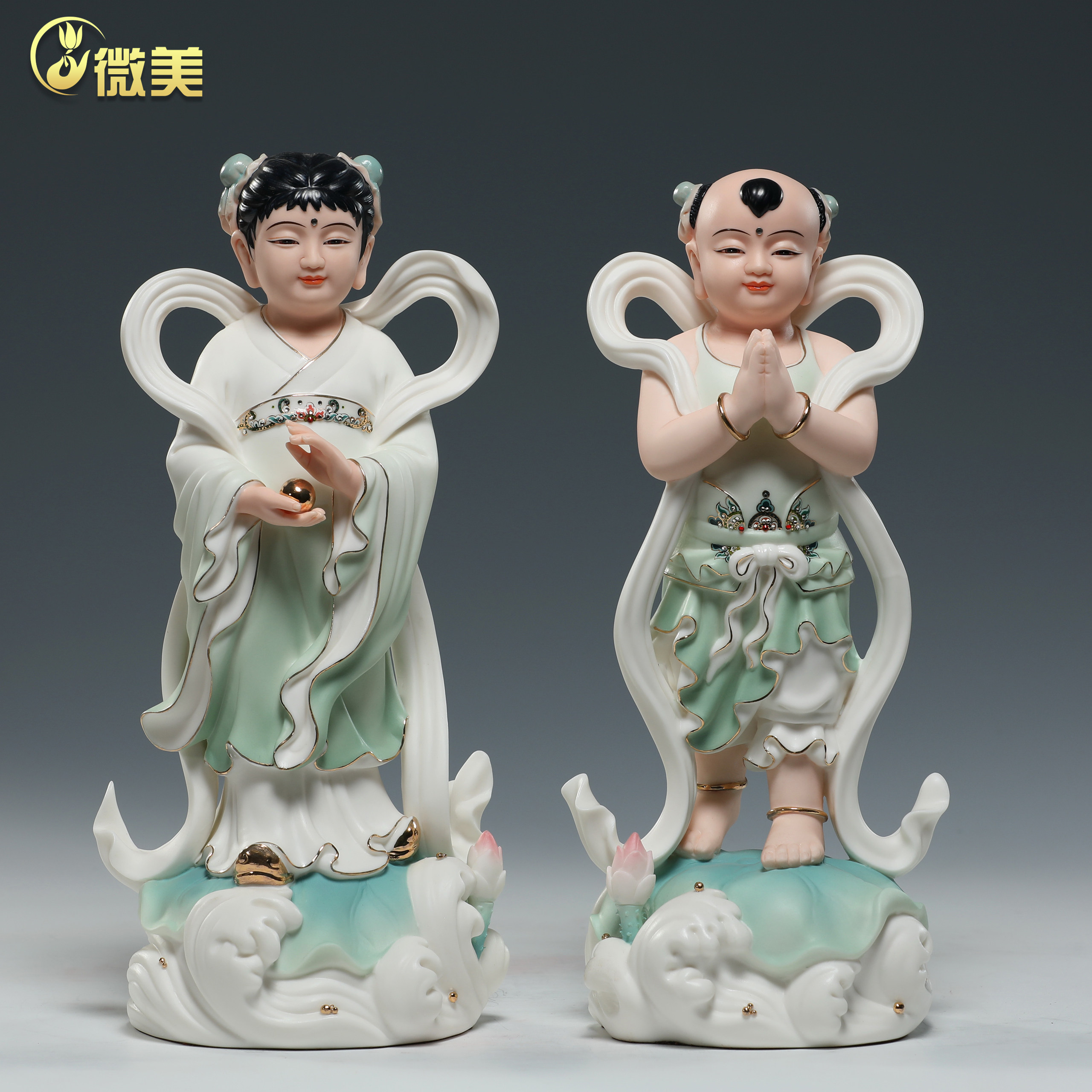 微美陶瓷8至12寸金童玉女佛像