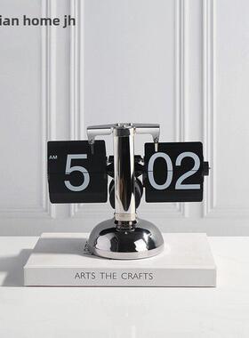 休闲现代创意自动翻页钟装饰品模型室办公室卧室客厅入口桌子装饰