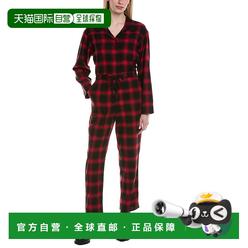 自营Chaser Sunset Blvd Plaid Lexi Jumpsuit - red 美国奥莱直