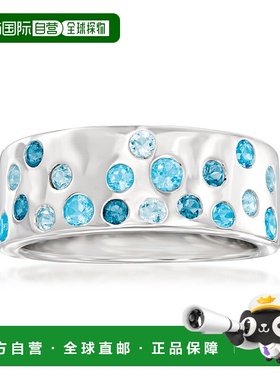 自营Ross-Simons 925 纯银色调蓝色托帕石戒指 - 蓝色 美国奥莱直