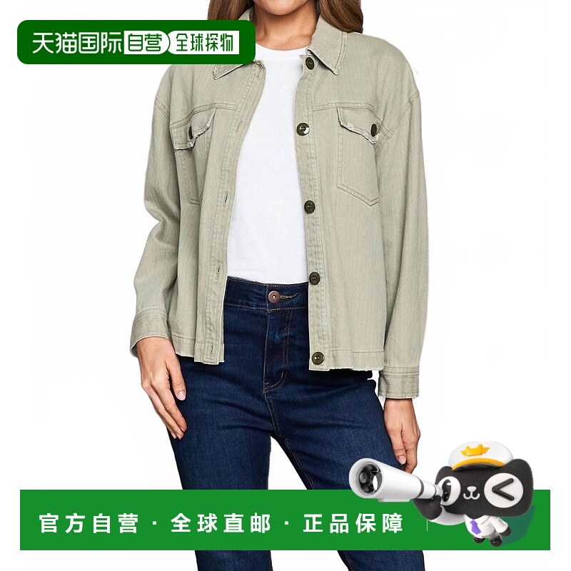 自营paparazziRetro Twill Herringbone Crop Jacket In Sage - s