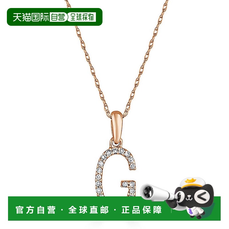 自营 sabrina14k 玫瑰金和钻石初始项链 - 玫瑰 g 美国奥莱直发