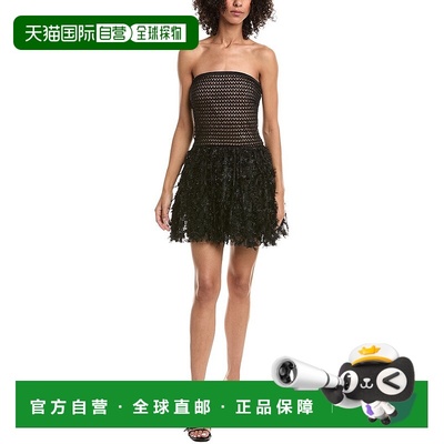 自营Tadashi Shoji Lula Flower Embellished Mini Dress - black